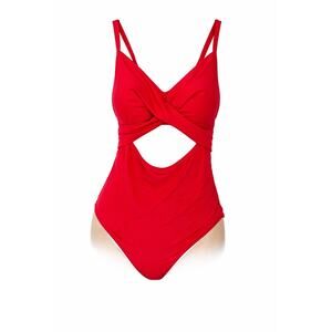 Eomenie XL Red Cutout Monokini One Piece Tummy Control Tie Back NWT Resort